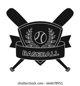 Emblem. Baseball single icon in black style vector symbol stock illustration web.