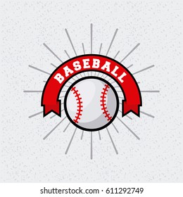 emblem of baseball sport with ball icon over white background. colorful design. vector illustration