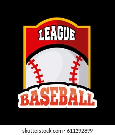 emblem of baseball sport with ball icon over black background. colorful design. vector illustration