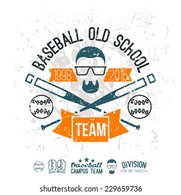 Emblem baseball team. Graphic design for t-shirt.  Color print on a  white background