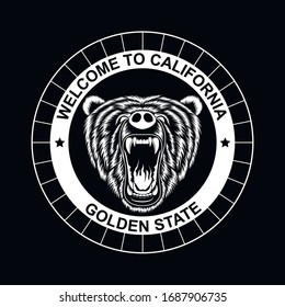 El emblema del oso está furioso. Imagen vectorial en un fondo negro.