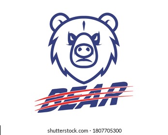 The emblem with bear logo, Bear logo vector illustration, emblem design on white background, Vector illustration of bear. Grizzly bear silhouette design. Logo, label or mascot template.