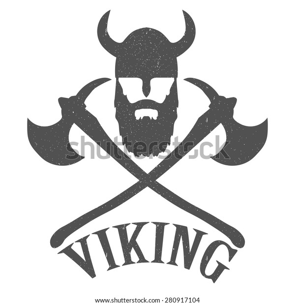 Emblem Bearded Viking Axes Stock Vector (Royalty Free) 280917104