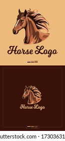 Emblem with a beautioful horse. Isolated vector. Ranch, stable and horse breeding. 