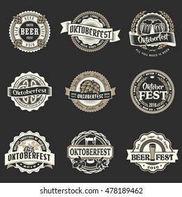 emblem beer logo vintage label retro styled vector logo set of beer oktoberfest good as a design elements template for bar or pub emblem beer logo vintage label classic vacation group bar party holida