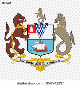 Emblem of Belfast. City of United Kingdom. Vector illustration