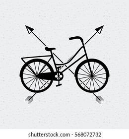 emblem with bicycle and arrow icon over white background. vector illustration