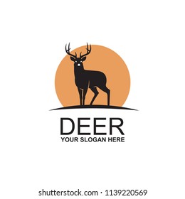 emblem of black deer isolated on white background
