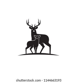 emblem of black deer isolated on white background