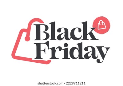 Emblem for black friday discount promotions with shopping bags.