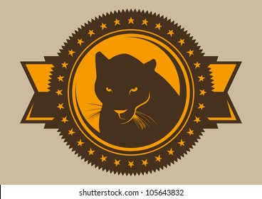 Emblem mit schwarzem Panther. Vektorgrafik.