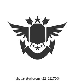 emblem blank wing shield ribbon logo template Icon Illustration Brand Identity