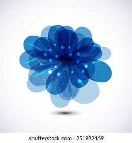 emblem with blue flower