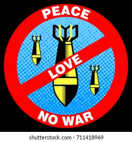 emblem with bombs peace no war
