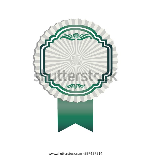 Emblem Border Figure Green Ribbon Icon Stock Vector Royalty Free