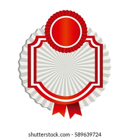 emblem border figure with red ribbon icon, vector illustraction design