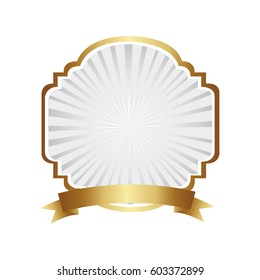 emblem border ornamental with ribbon, vector illustration
