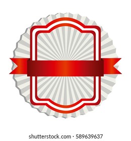 emblem border with red ribbon icon, vector illustraction design