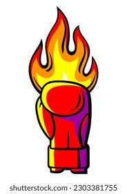 Emblem with boxing gloves. Box club label. Sport illustration in cartoon style.