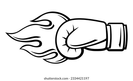 Emblem with boxing gloves. Box club label. Sport illustration in cartoon style.