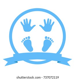 emblem of a boy with a blue banner