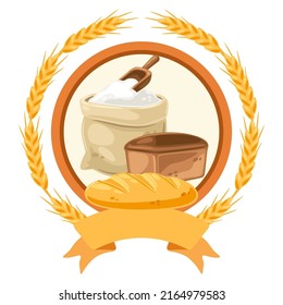 Emblem with bread. Image for bakeries and groceries. Healthy food.