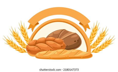 Emblem with bread. Image for bakeries and groceries. Healthy food.