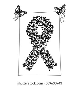 emblem breast cancer butterflys icon, vector illustration design image