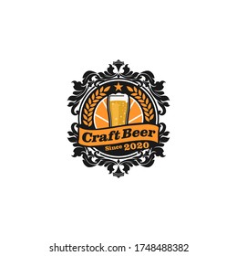 Emblem Brewery Beer Craft Logo Design Template Vector