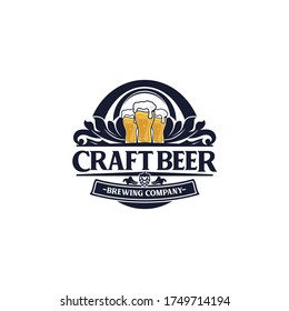 Emblem Brewery Beer Craft Logo Design Template Vector