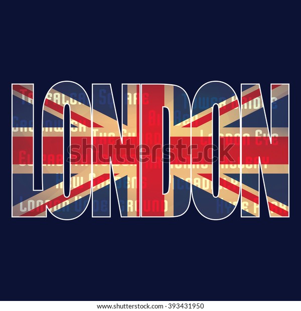 Emblem British Flag London Typography On Stock Vector (Royalty Free ...