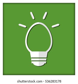 The emblem of the bulb on green background. Flat design