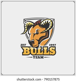 The emblem with bull for a sport team.