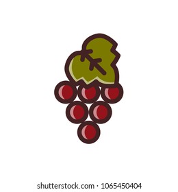 The emblem is a bunch of grapes in a flat style. Symbol of winemaking.