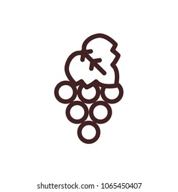 The emblem is a bunch of grapes in a flat style. Symbol of winemaking.