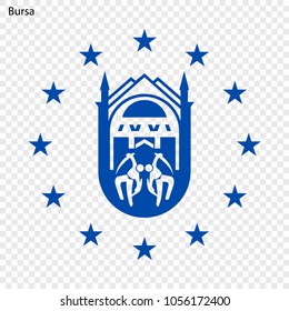 Emblem of Bursa. City of Turkey. Vector illustration