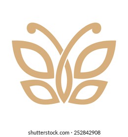 The emblem of a butterfly on a white background