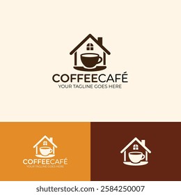 Emblem cafe vector logo design template