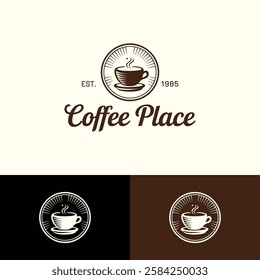 Emblem cafe vector logo design template