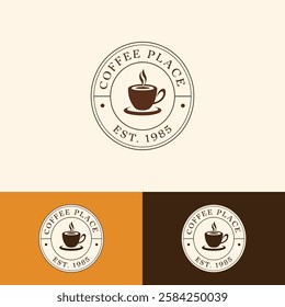 Emblem cafe vector logo design template