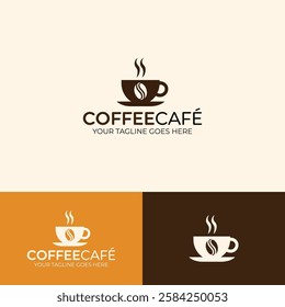 Emblem cafe vector logo design template