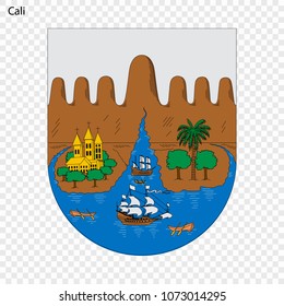 Emblem of Cali. City of Colombia. Vector illustration