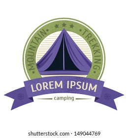 Emblem of the campsite. Vector illustration on the theme of a hike