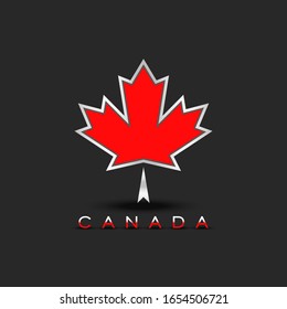 Emblema de hoja de arce de Canadá con efecto 3D, ilustración creativa para la impresión de moda en t-pantalones, símbolo patriótico para el afiche nacional canadiense o pegatina patriota.