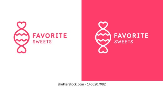 The emblem for the candy store. The original inscription for the sale of chocolates. Vector illustration.