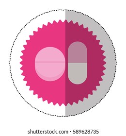 emblem capsule and tablet icon image, vector illustration design