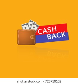 emblem Cash Back and purse vector cash back icon