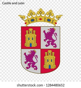 Emblem of Castile and Leon, province of Spain. Vector illustration