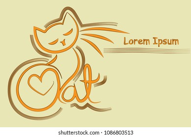 emblem of a cat with isolated on a beige background. vector illustration, vector, logo, icon, sticker, sketch, idea
