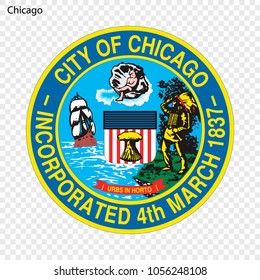 Emblem of Chicago. City of USA. Vector illustration